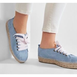 MAI Espadrille Canvas Lace Up Sneakers Blue Women Size Unknown